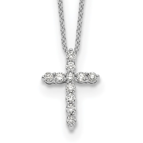 True Origin 14K White Gold 0.33 Carat Lab Grown Diamond VS+ F+ Complete Cross Necklace, 18"