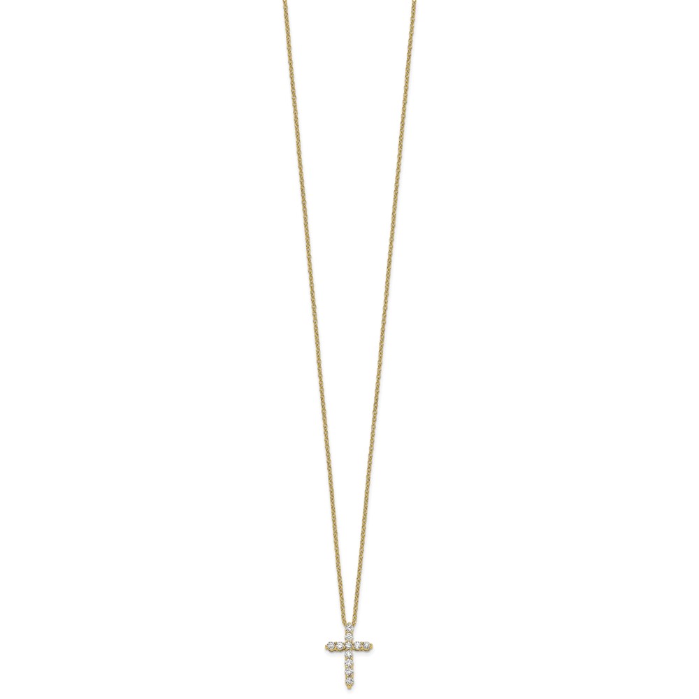 True Origin 14k 1/3 carat Lab Grown Diamond VS DEF 18 inch Cross Pendant Necklace (PM1000-033-YLD)