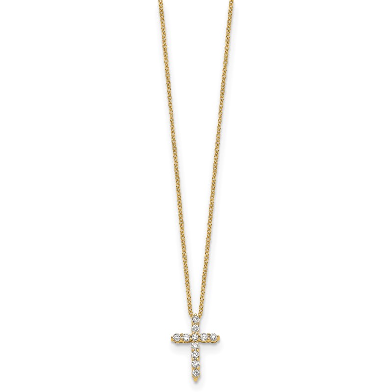 True Origin 14k 1/3 carat Lab Grown Diamond VS DEF 18 inch Cross Pendant Necklace