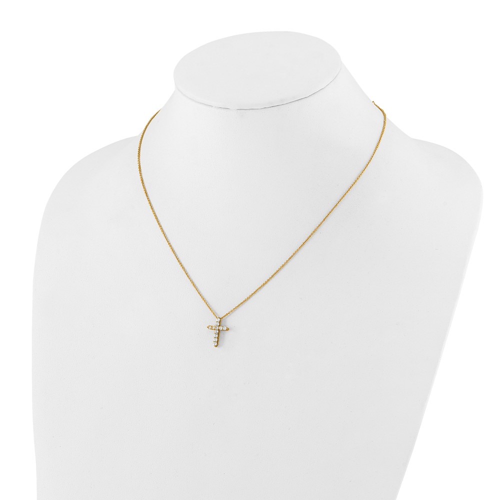 True Origin 14k 1/3 carat Lab Grown Diamond VS DEF 18 inch Cross Pendant Necklace (PM1000-033-YLD)