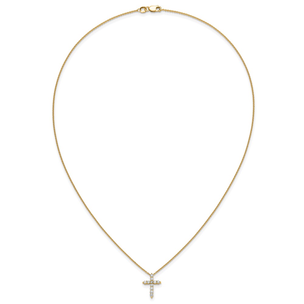 True Origin 14k 1/3 carat Lab Grown Diamond VS DEF 18 inch Cross Pendant Necklace (PM1000-033-YLD)