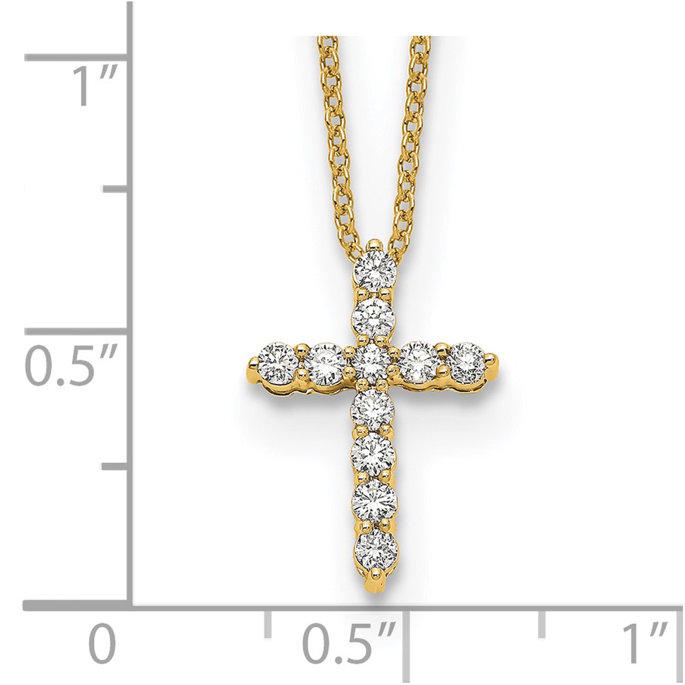 True Origin 14k 1/3 carat Lab Grown Diamond VS DEF 18 inch Cross Pendant Necklace (PM1000-033-YLD)