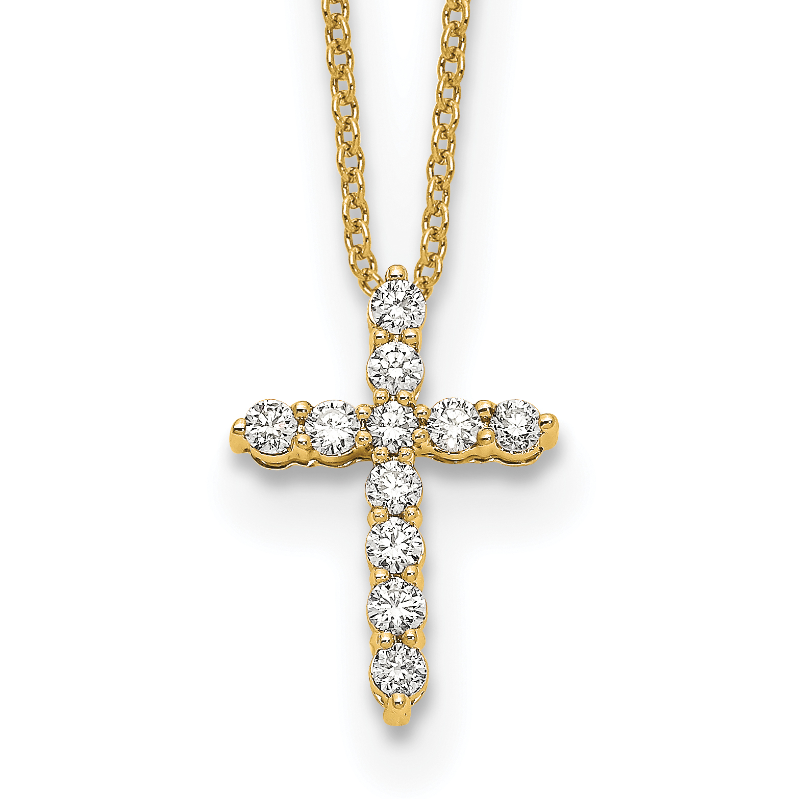True Origin 14k 1/3 carat Lab Grown Diamond VS DEF 18 inch Cross Pendant Necklace (PM1000-033-YLD)