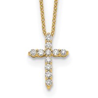 True Origin 14K Yellow Gold 0.33 Carat Lab Grown Diamond VS+ F+ Complete Cross Necklace, 18" view 1