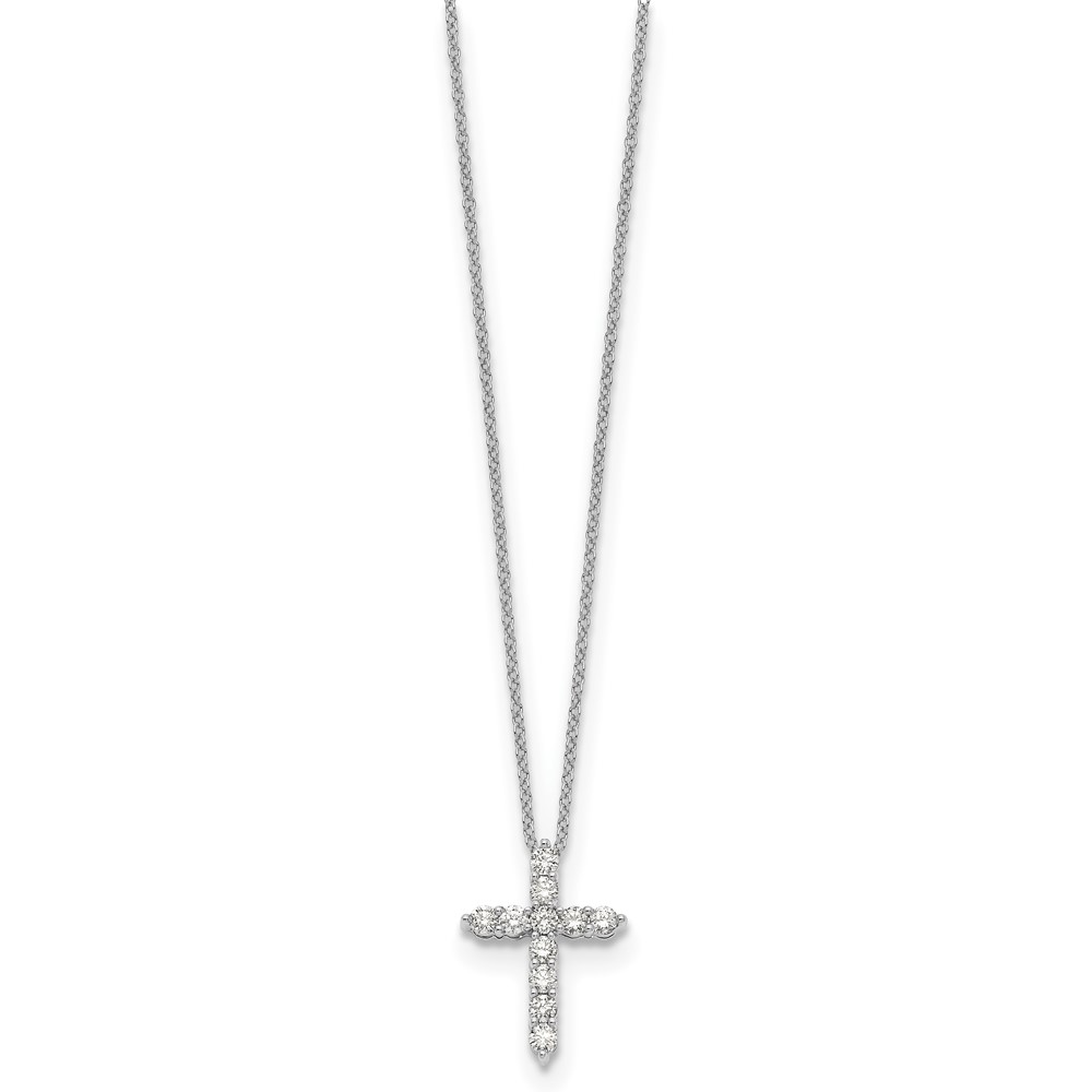 True Origin 14k White Gold 1/2 carat Lab Grown Diamond VS DEF 18 inch Cross Pendant Necklace (PM1000-050-WLD)