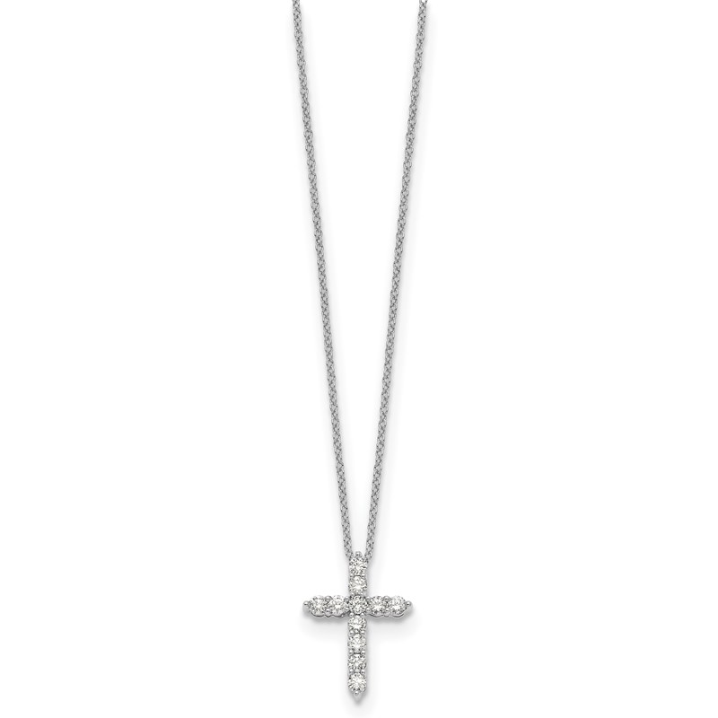 True Origin 14k White Gold 1/2 carat Lab Grown Diamond VS DEF 18 inch Cross Pendant Necklace