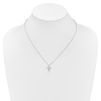 14K White Gold 0.50 Carat Lab Grown Diamond VS SI+ G+ Complete Cross Pendant Necklace, 18" view 3