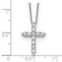 14K White Gold 0.50 Carat Lab Grown Diamond VS SI+ G+ Complete Cross Pendant Necklace, 18" view 5