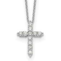 True Origin 14K White Gold 0.50 Carat Lab Grown Diamond VS+ F+ Complete Cross Necklace, 18" view 1