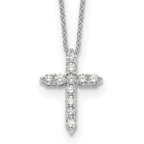True Origin 14k White Gold 1/2 carat Lab Grown Diamond VS DEF 18 inch Cross Pendant Necklace