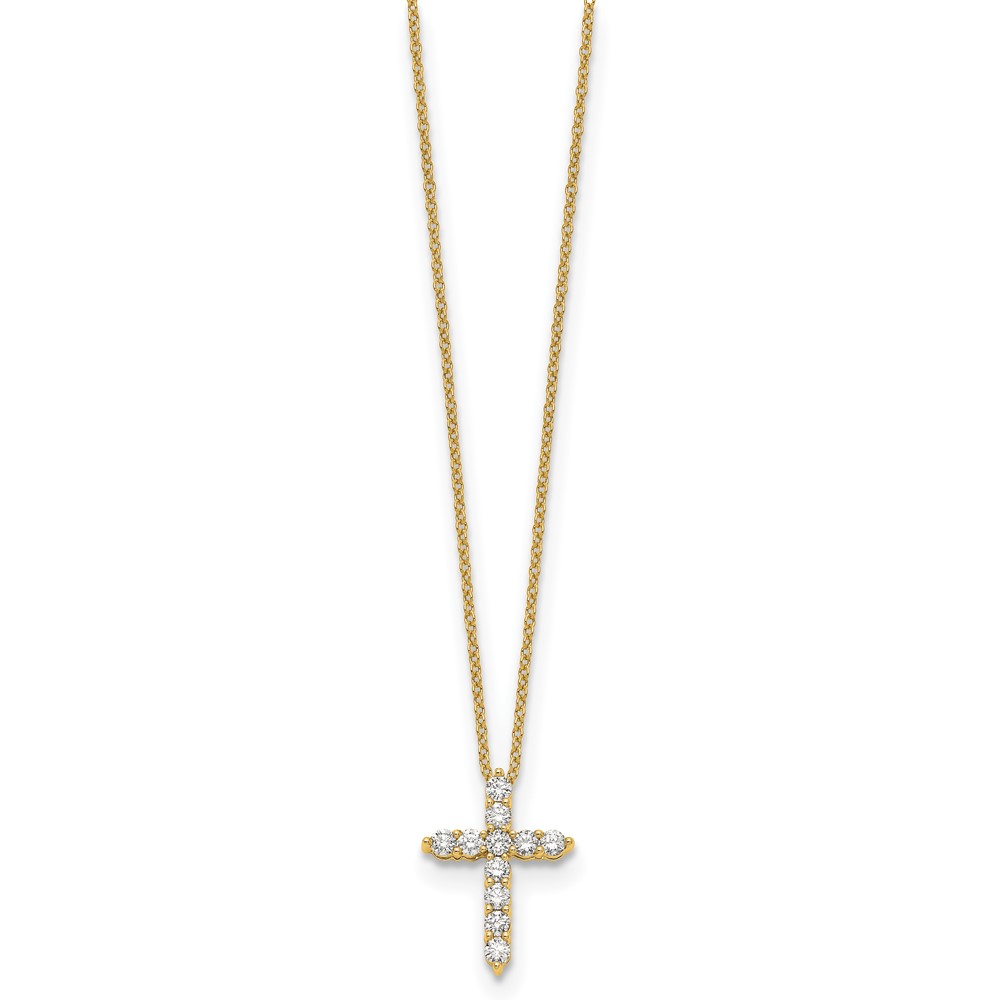 True Origin 14k 1/2 carat Lab Grown Diamond VS DEF 18 inch Cross Pendant Necklace (PM1000-050-YLD)