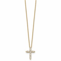 True Origin 14K Yellow Gold 0.50 Carat Lab Grown Diamond VS+ F+ Complete Cross Necklace, 18" view 2