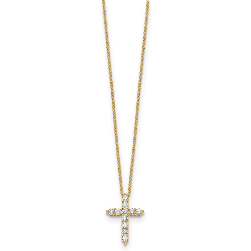 14k 1/2 carat Lab Grown Diamond VS/SI+ G+ Complete 18 inch Cross Pendant Necklace