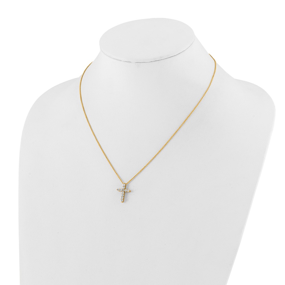True Origin 14k 1/2 carat Lab Grown Diamond VS DEF 18 inch Cross Pendant Necklace (PM1000-050-YLD)
