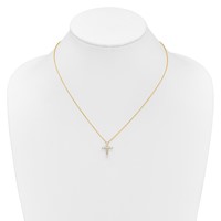 14K Yellow Gold 0.50 Carat Lab Grown Diamond VS SI+ G+ Complete Cross Pendant Necklace, 18" view 3
