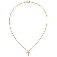14K Yellow Gold 0.50 Carat Lab Grown Diamond VS SI+ G+ Complete Cross Pendant Necklace, 18" view 4