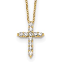 14K Yellow Gold 0.50 Carat Lab Grown Diamond VS SI+ G+ Complete Cross Pendant Necklace, 18" view 1