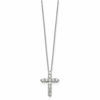 True Origin 14K White Gold 1 Carat Lab Grown Diamond VS+ F+ Complete Cross Necklace, 18" view 2