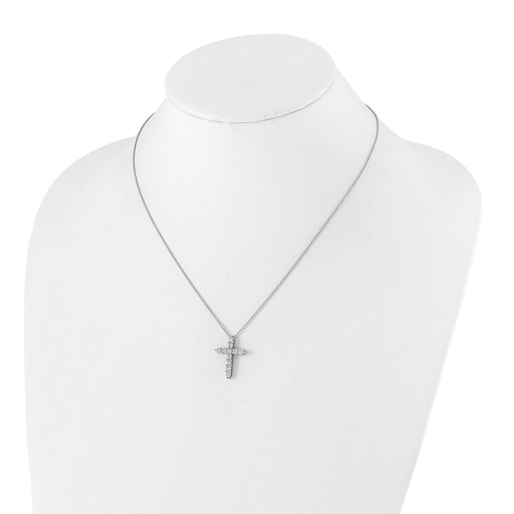 True Origin 14k White Gold 1 carat Lab Grown Diamond VS DEF 18 inch Cross Pendant Necklace (PM1000-100-WLD)