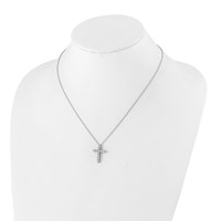 True Origin 14K White Gold 1 Carat Lab Grown Diamond VS+ F+ Complete Cross Necklace, 18" view 4