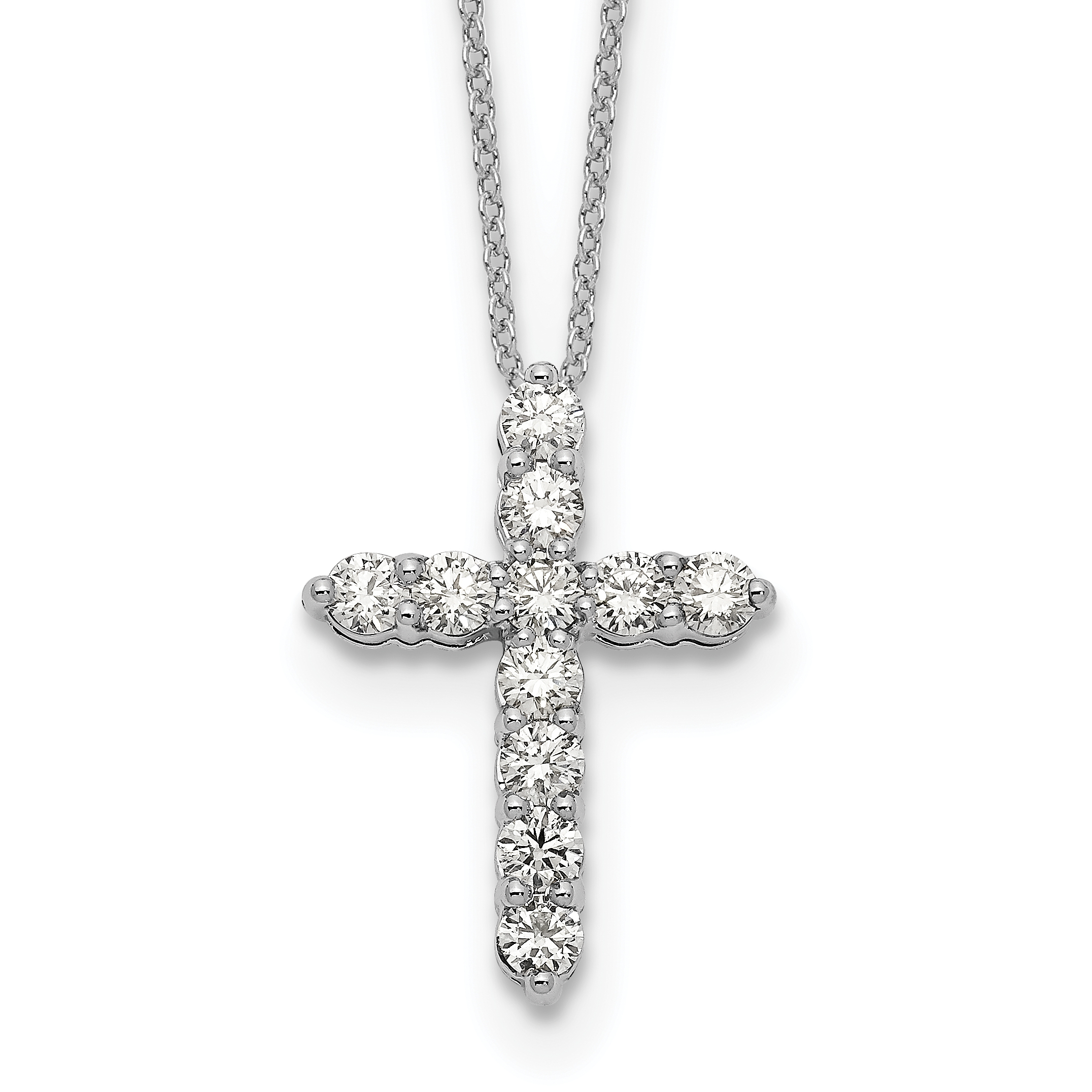 True Origin 14k White Gold 1 carat Lab Grown Diamond VS DEF 18 inch Cross Pendant Necklace (PM1000-100-WLD)
