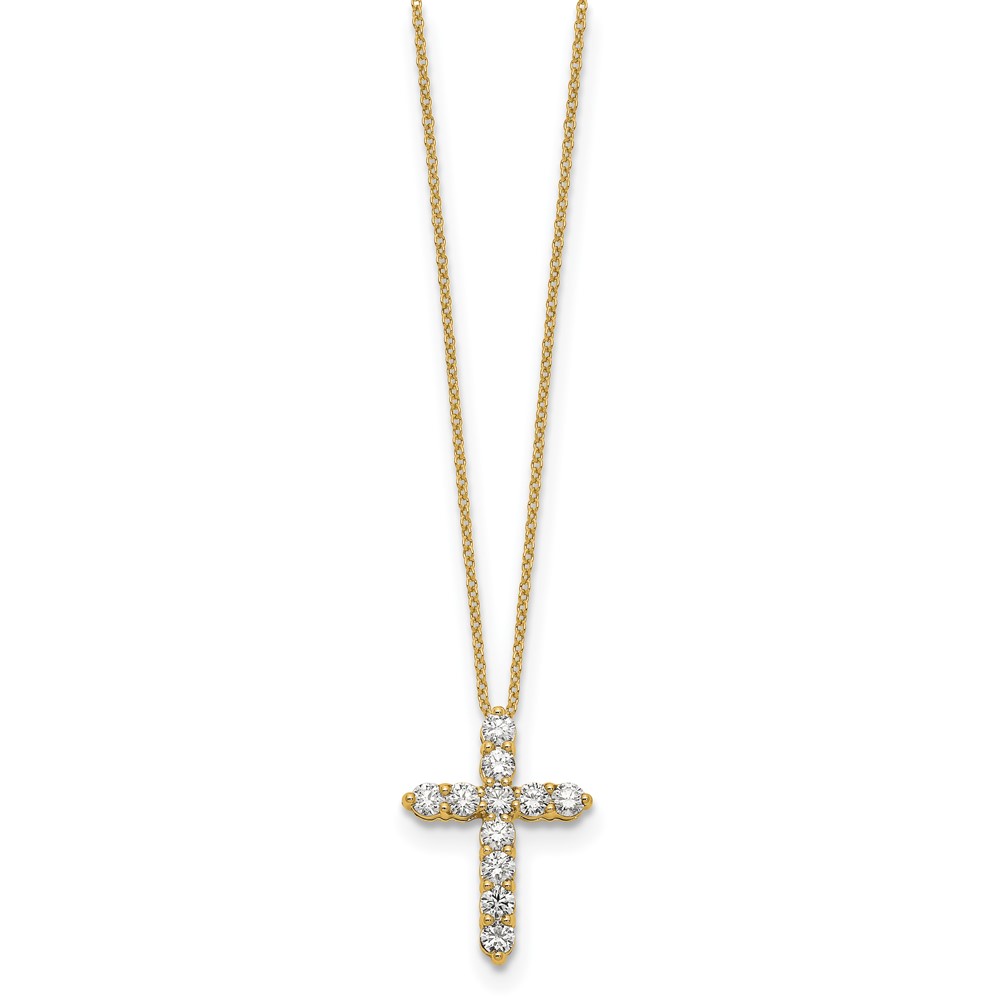 True Origin 14k 1 carat Lab Grown Diamond VS DEF 18 inch Cross Pendant Necklace (PM1000-100-YLD)