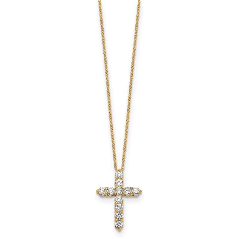 True Origin 14k 1 carat Lab Grown Diamond VS DEF 18 inch Cross Pendant Necklace