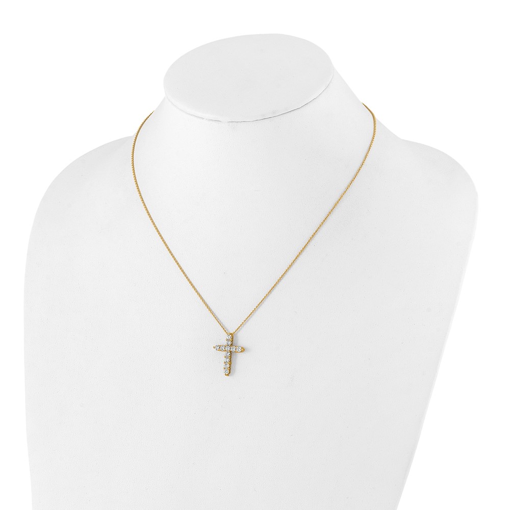 True Origin 14k 1 carat Lab Grown Diamond VS DEF 18 inch Cross Pendant Necklace (PM1000-100-YLD)