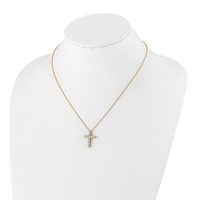 True Origin 14K Yellow Gold 1 Carat Lab Grown Diamond VS+ F+ Complete Cross Necklace, 18" view 4