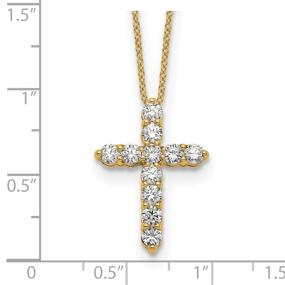 True Origin 14k 1 carat Lab Grown Diamond VS DEF 18 inch Cross Pendant Necklace (PM1000-100-YLD)