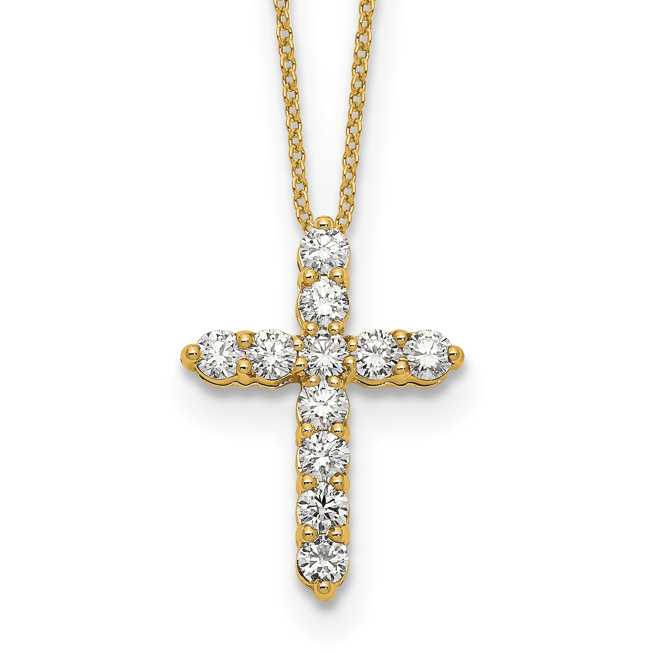 True Origin 14k 1 carat Lab Grown Diamond VS DEF 18 inch Cross Pendant Necklace (PM1000-100-YLD)