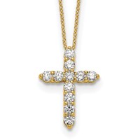 True Origin 14K Yellow Gold 1 Carat Lab Grown Diamond VS+ F+ Complete Cross Necklace, 18" view 1