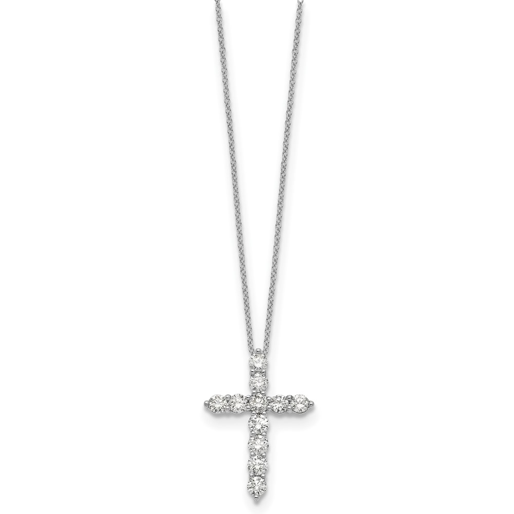 True Origin 14k White Gold 1 1/2 carat Lab Grown Diamond VS DEF 18 inch Cross Pendant Necklace (PM1000-150-WLD)
