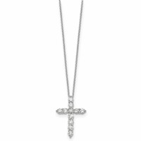 True Origin 14K White Gold 1.50 Carat Lab Grown Diamond VS+ F+ Complete Cross Necklace, 18" view 2