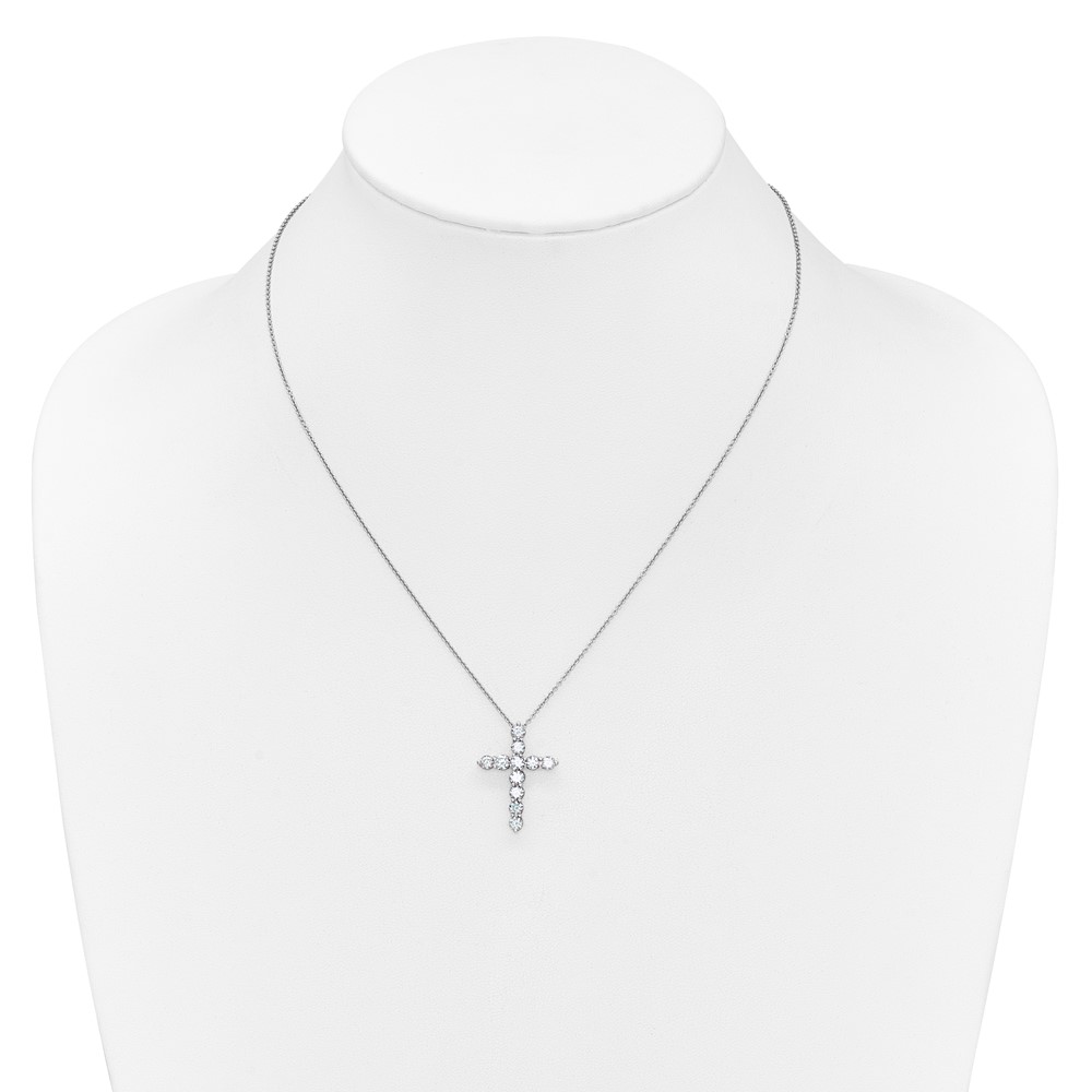 True Origin 14k White Gold 1 1/2 carat Lab Grown Diamond VS DEF 18 inch Cross Pendant Necklace (PM1000-150-WLD)