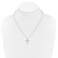 True Origin 14K White Gold 1.50 Carat Lab Grown Diamond VS+ F+ Complete Cross Necklace, 18" view 4