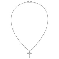 True Origin 14K White Gold 1.50 Carat Lab Grown Diamond VS+ F+ Complete Cross Necklace, 18" view 5