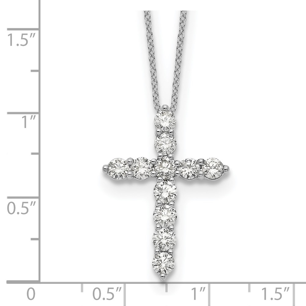 True Origin 14k White Gold 1 1/2 carat Lab Grown Diamond VS DEF 18 inch Cross Pendant Necklace (PM1000-150-WLD)