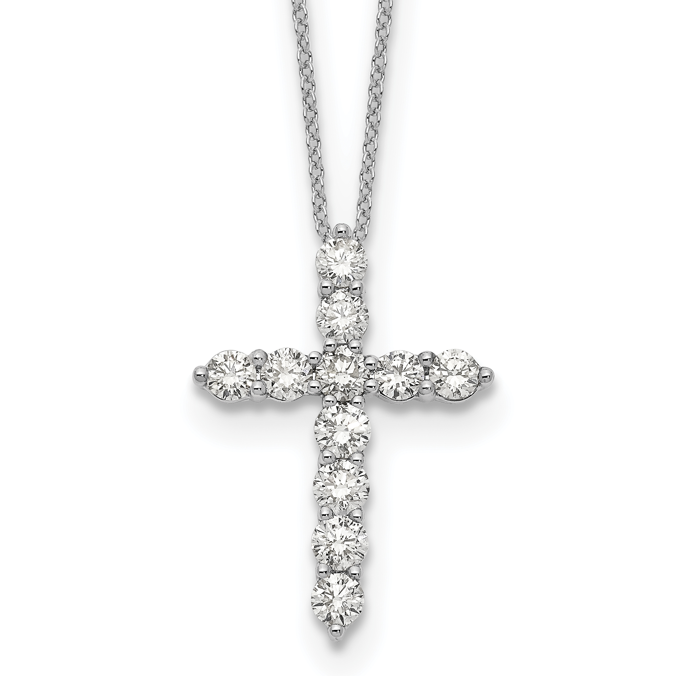 True Origin 14k White Gold 1 1/2 carat Lab Grown Diamond VS DEF 18 inch Cross Pendant Necklace (PM1000-150-WLD)