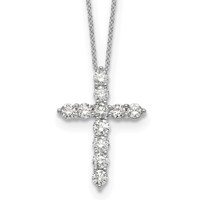 True Origin 14K White Gold 1.50 Carat Lab Grown Diamond VS+ F+ Complete Cross Necklace, 18" view 1