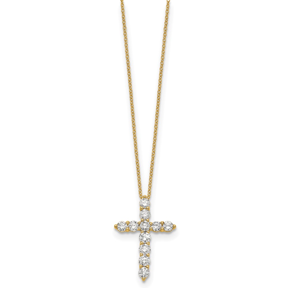 True Origin 14k 1 1/2 carat Lab Grown Diamond VS DEF 18 inch Cross Pendant Necklace (PM1000-150-YLD)