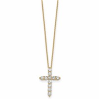 True Origin 14K Yellow Gold 1.50 Carat Lab Grown Diamond VS+ F+ Complete Cross Necklace, 18" view 2