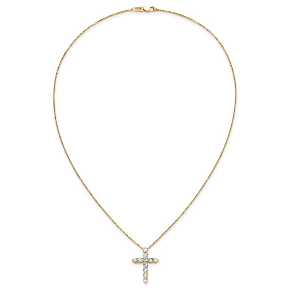 True Origin 14k 1 1/2 carat Lab Grown Diamond VS DEF 18 inch Cross Pendant Necklace (PM1000-150-YLD)