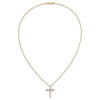 True Origin 14K Yellow Gold 1.50 Carat Lab Grown Diamond VS+ F+ Complete Cross Necklace, 18" view 5