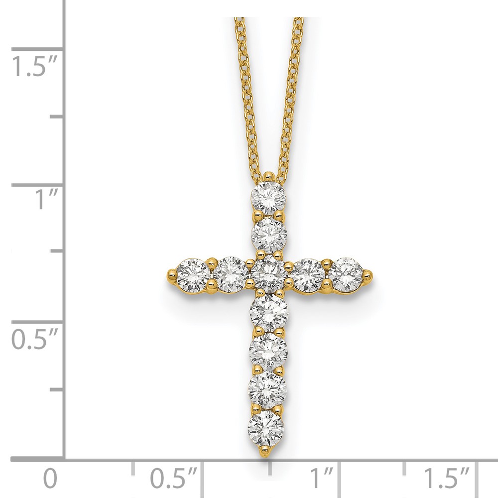 True Origin 14k 1 1/2 carat Lab Grown Diamond VS DEF 18 inch Cross Pendant Necklace (PM1000-150-YLD)