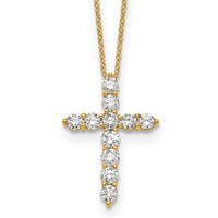True Origin 14K Yellow Gold 1.50 Carat Lab Grown Diamond VS+ F+ Complete Cross Necklace, 18" view 1