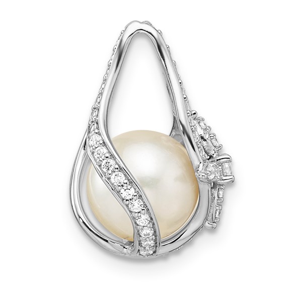 Sterling Silver CZ & Pearl Pendant
