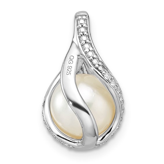 Sterling Silver CZ & Pearl Pendant