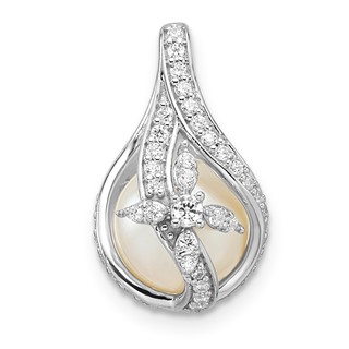 Sterling Silver CZ & Pearl Pendant
