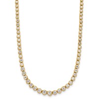 14K Yellow Gold 3 Carat Lab Grown Diamond VS SI+ G+ Necklace with a 2 Inch Extension Graduated Bezel Set Tennis, 16" view 2